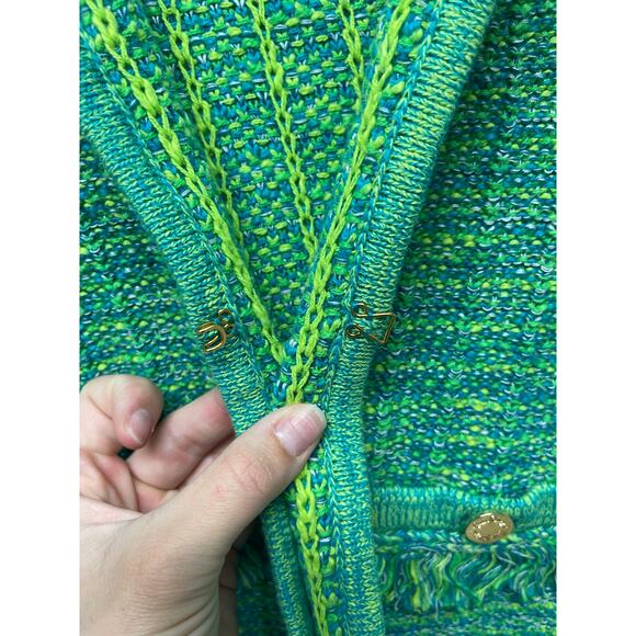 Lilly Pulitzer Simora cardigan Evergreen exotic tweed size Medium - Picture 3 of 7